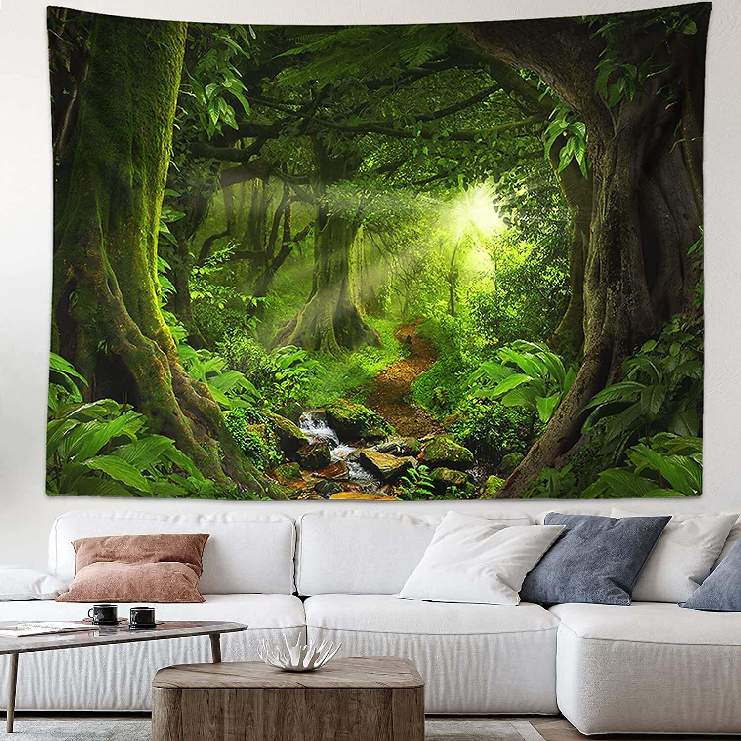 Landscape Wall Tapestry Art Decor Tree Cave Misty Tree Tapestry