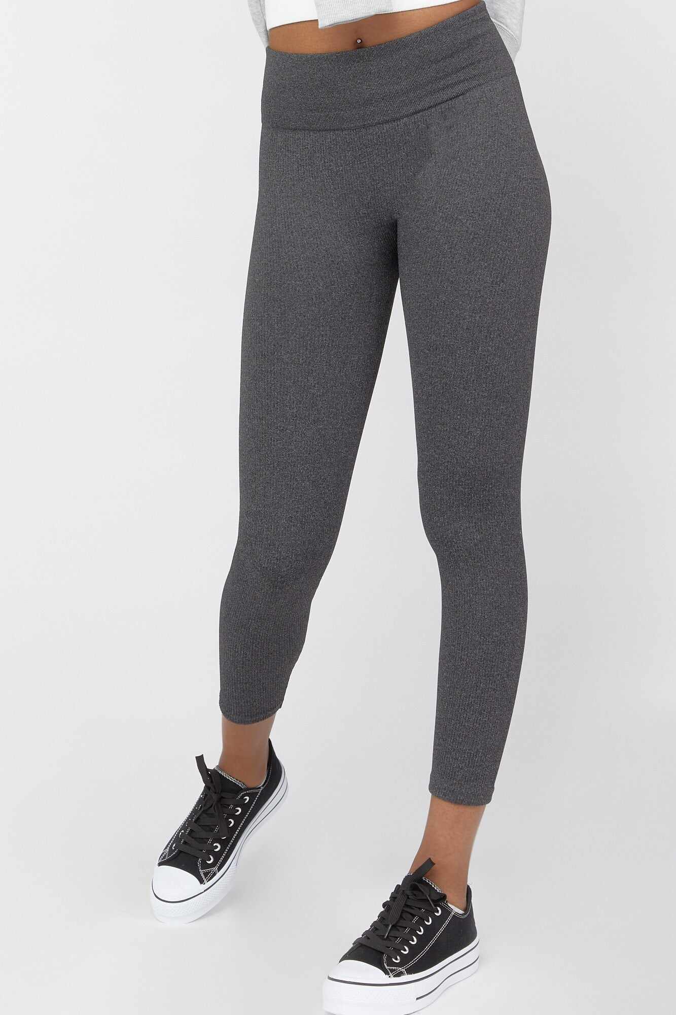 Women Apparel | Ribbed Fleece Lined Leggings Black Forever21 - ZO95332