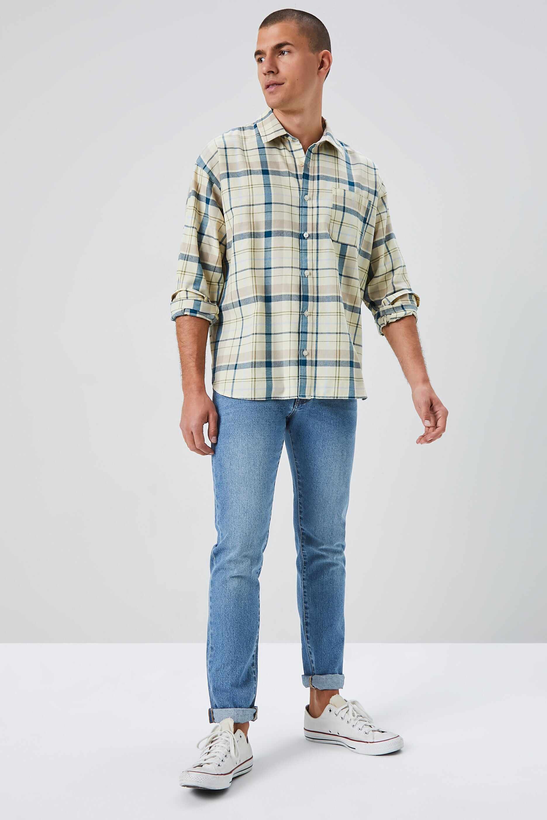 Men Apparel | Plaid Linen-Blend Shirt Taupe Forever21 - NP82776