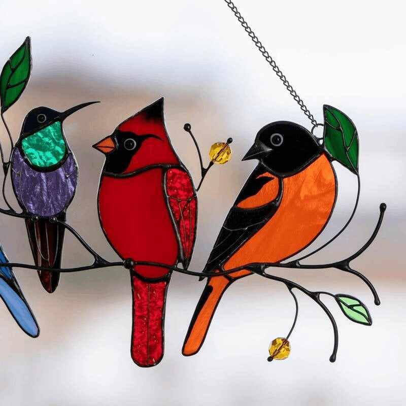 BIG SALE - 60% OFFThe Best Gift-Birds Stained  Window  Panel Hangings