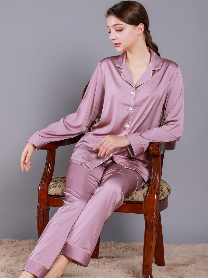 Regular Sleeve Others Simple Regular Fit Plain Matching Couple Pajama Set