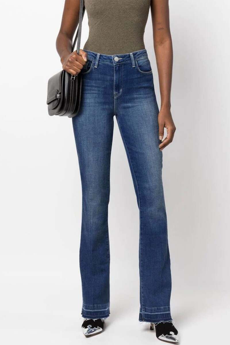 Deep Blue Casual Solid Patchwork High Waist Skinny Denim Jeans