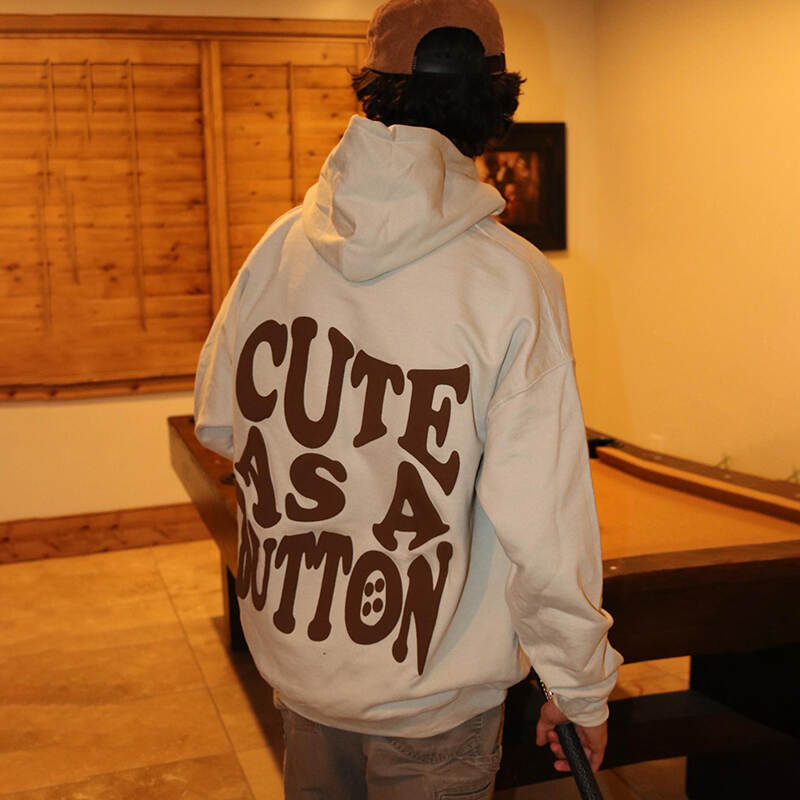 Cute As A Button Print Hoodie