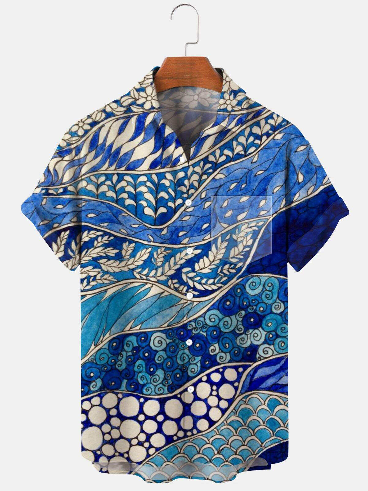 Sea Wave Men's Shirts With Pocket