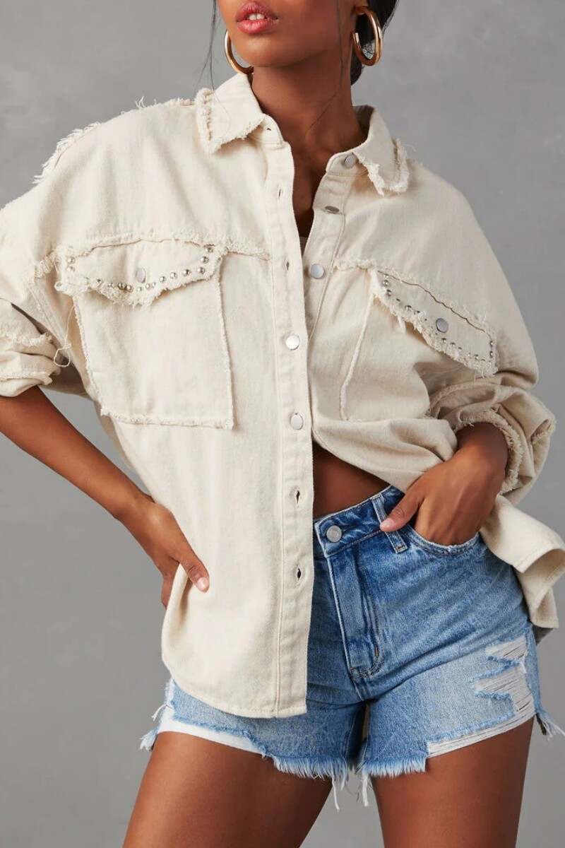 Apricot Casual Solid Patchwork Turndown Collar Long Sleeve Regular Denim Jacket