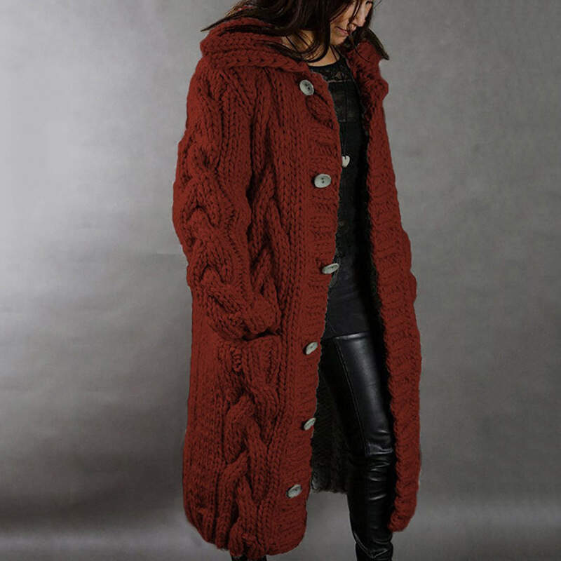 Knitted chunky sweater coat