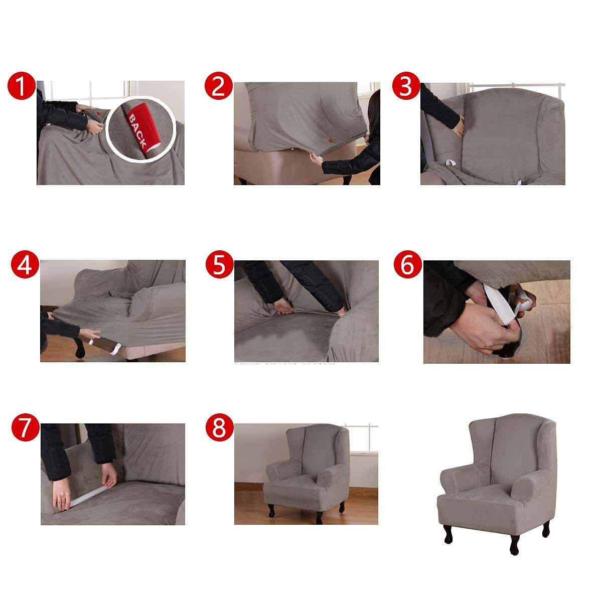 Water Repellent Stretch Wingback Chair Cover