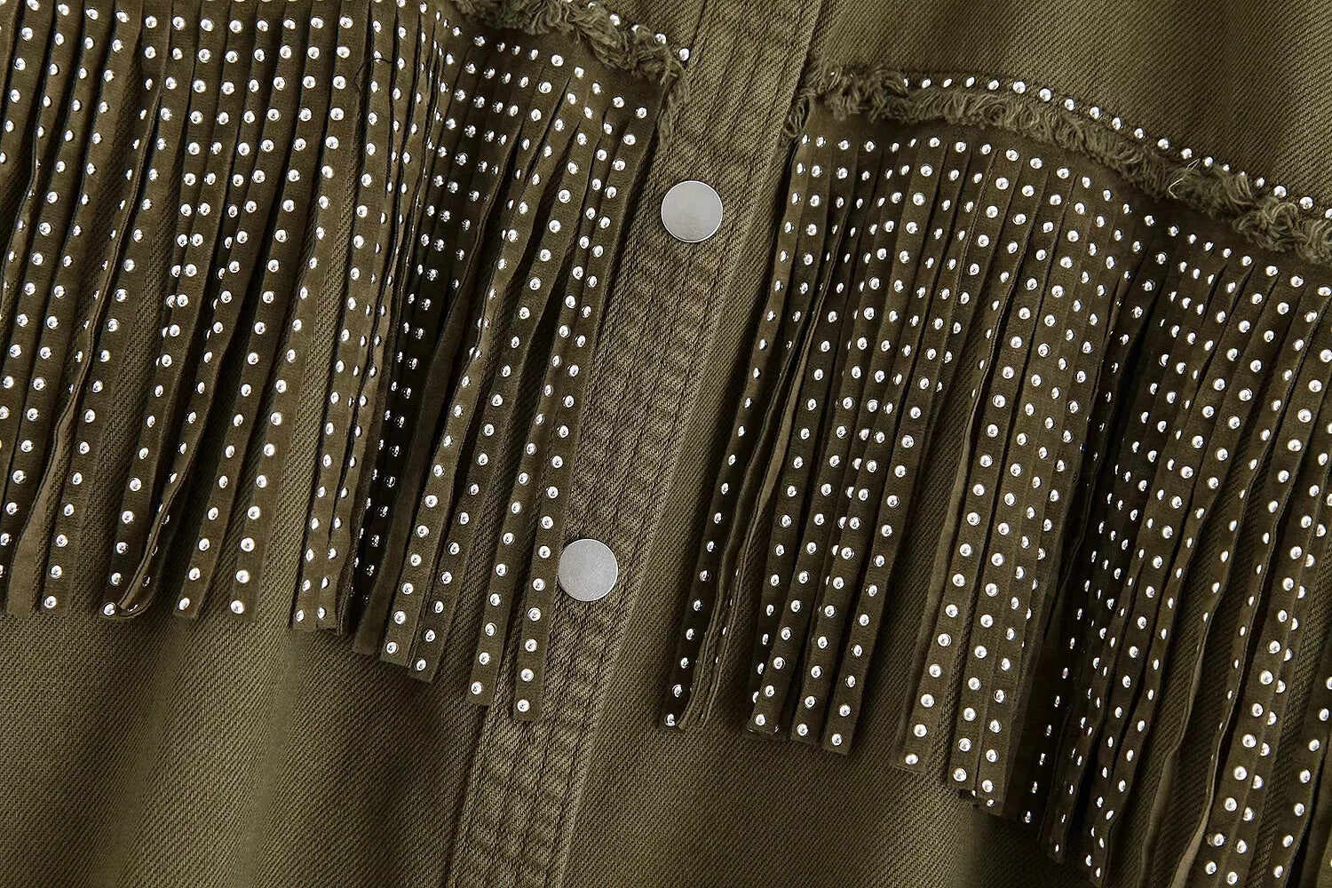 Jacket with fringed rivets