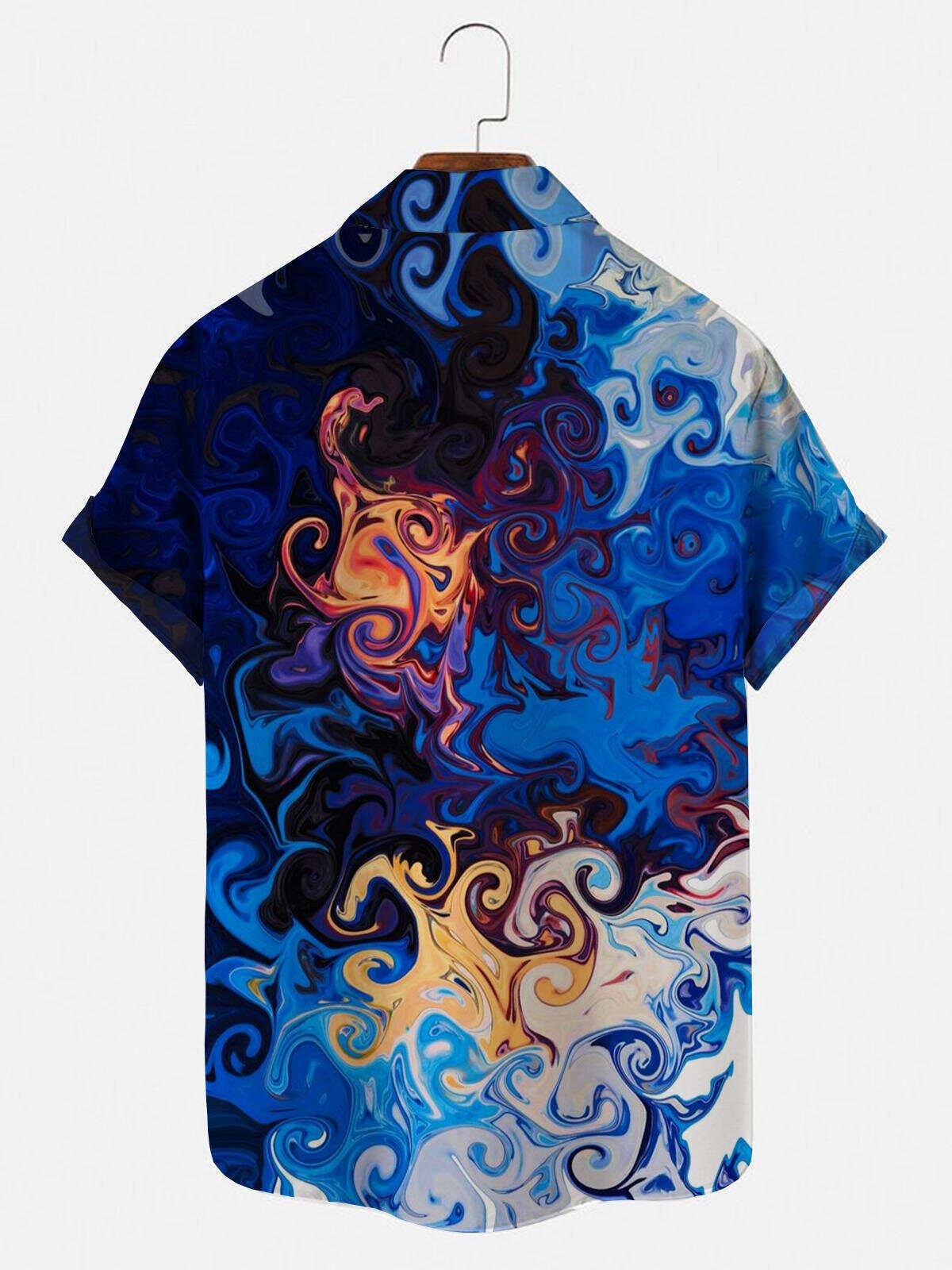 Abstract Men's Shirts With Pocket