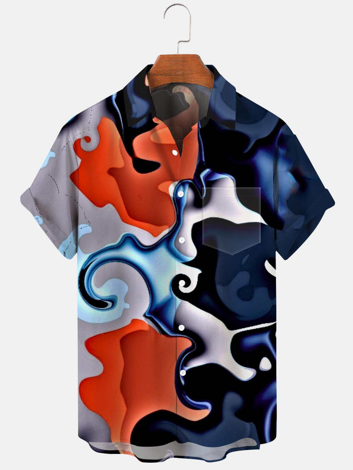 Abstract Men's Shirts With Pocket