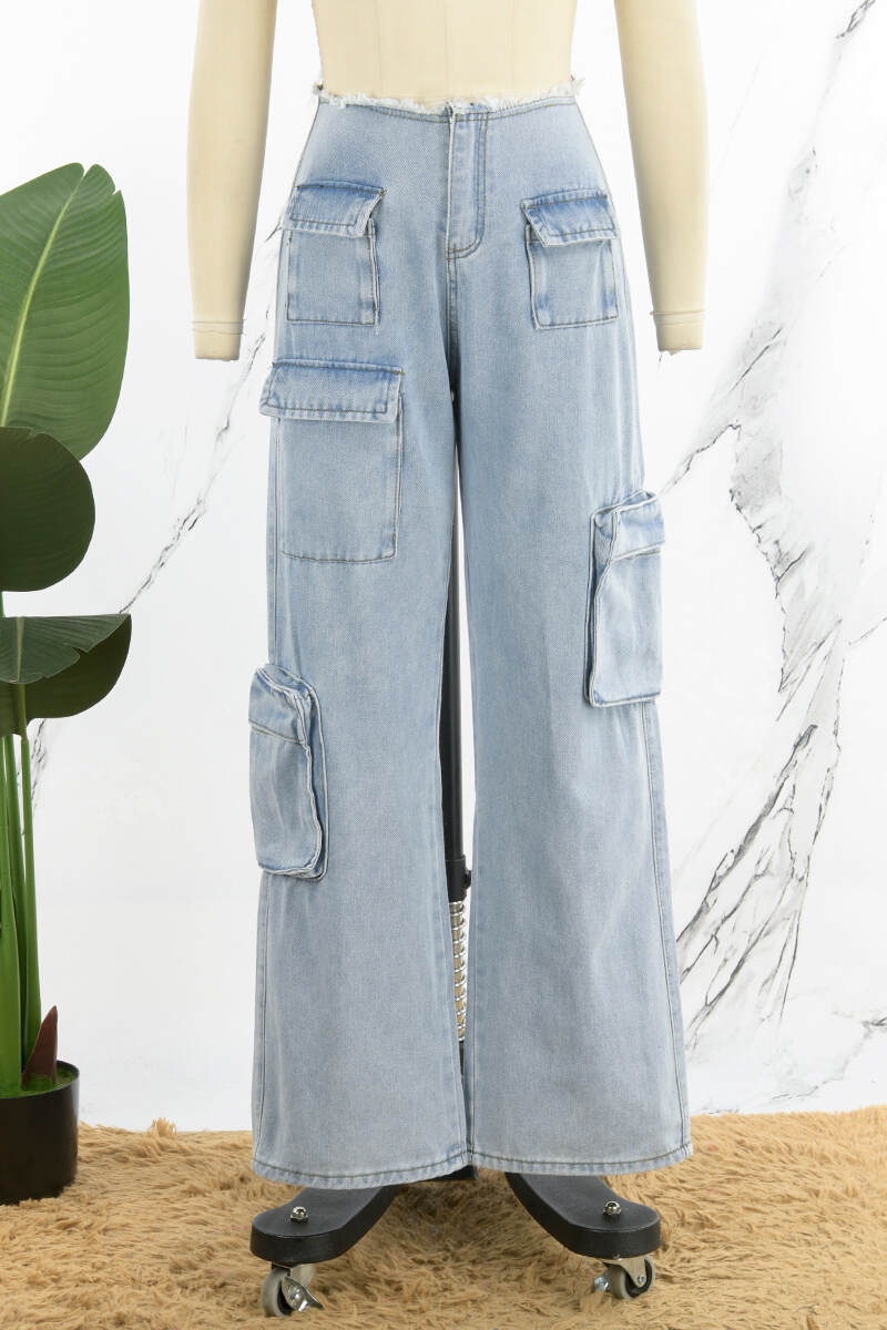 Blue Casual Solid Patchwork Low Waist Denim Jeans