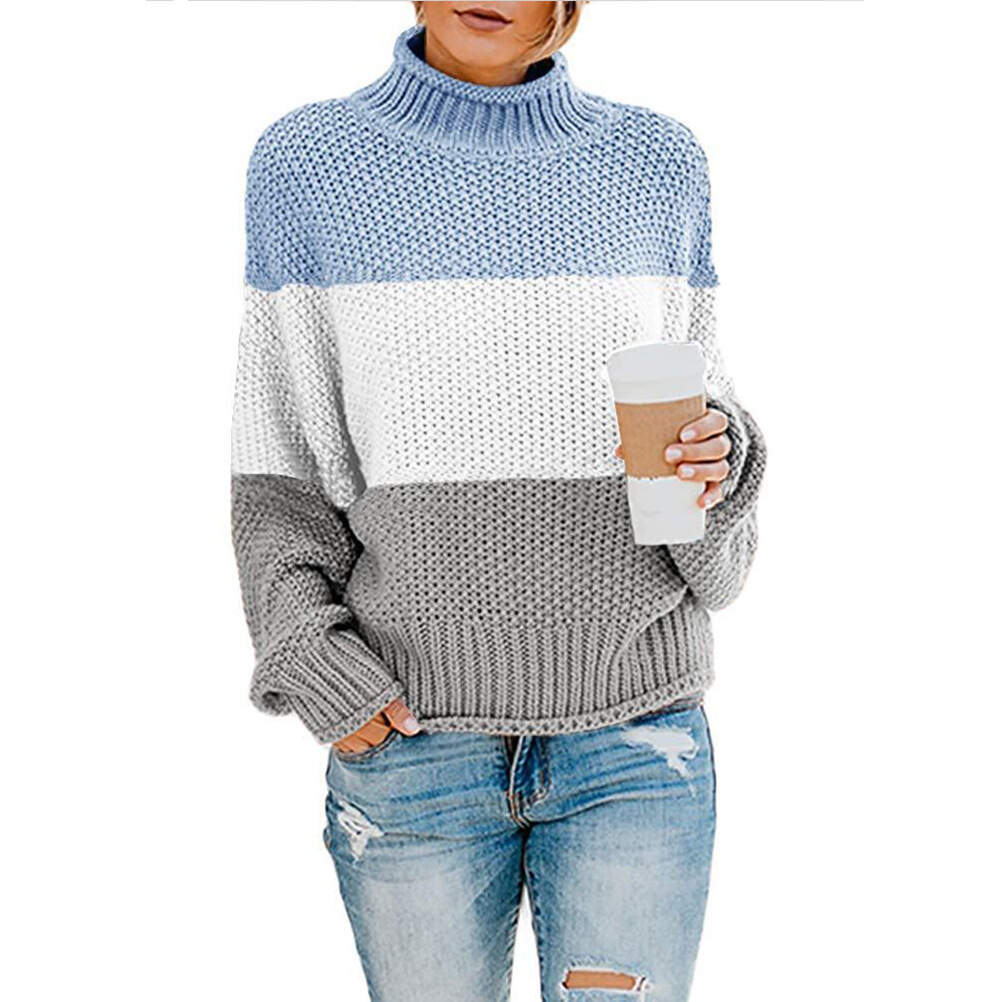 Color block warm and cozy sweater