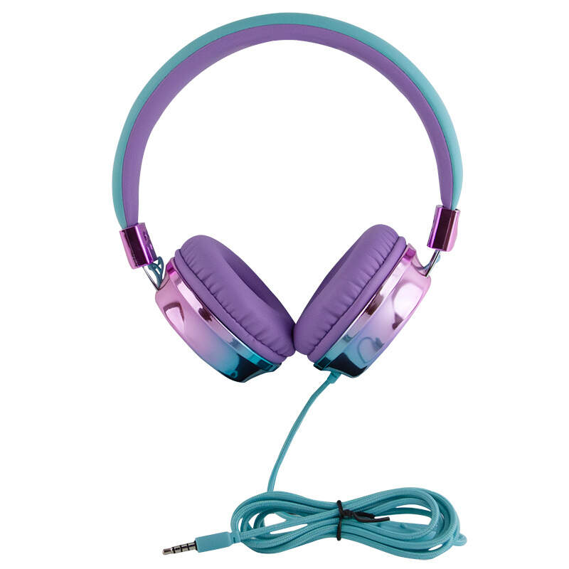 gradient color foldable over ear wired headphones