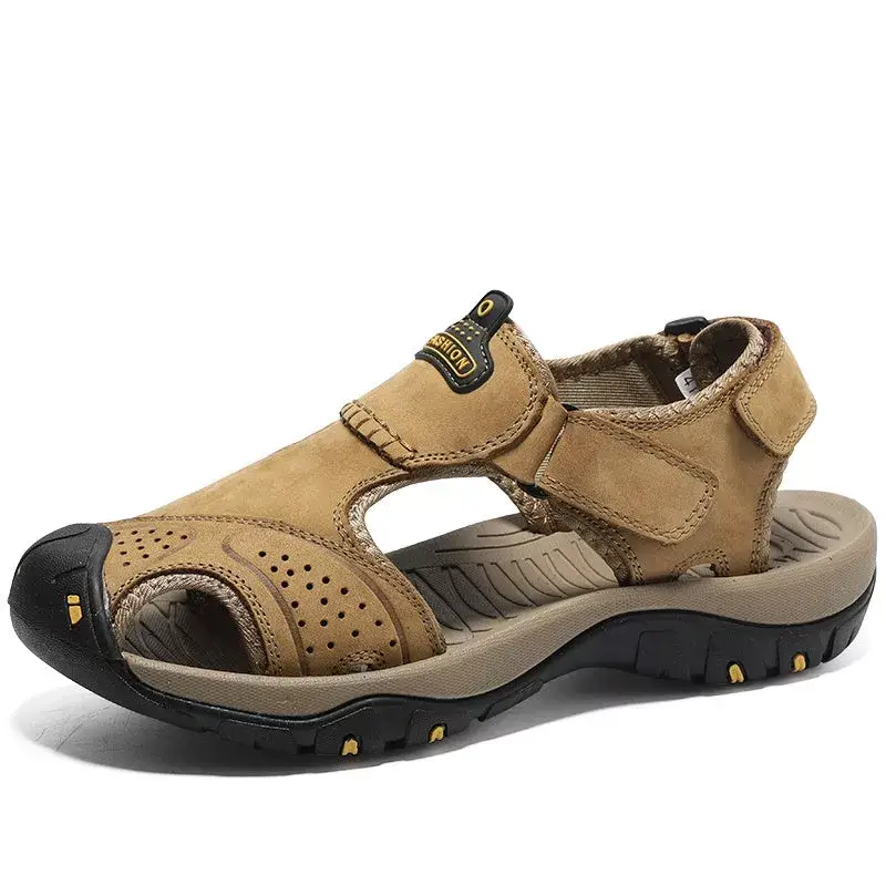 Mens Gladiator Beach Sandals - Genuine Leather - Comfort Support