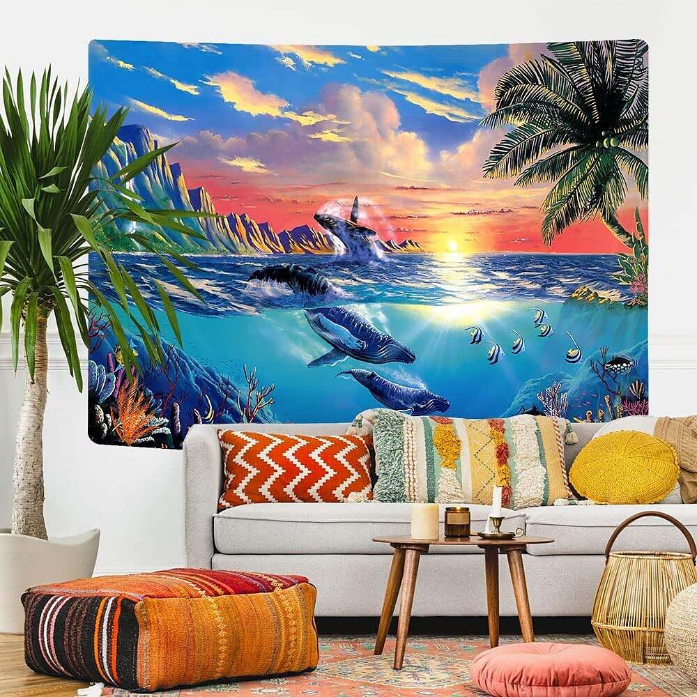 Ocean Dolphin Wall Tapestry Art Decor Photograph Backdrop