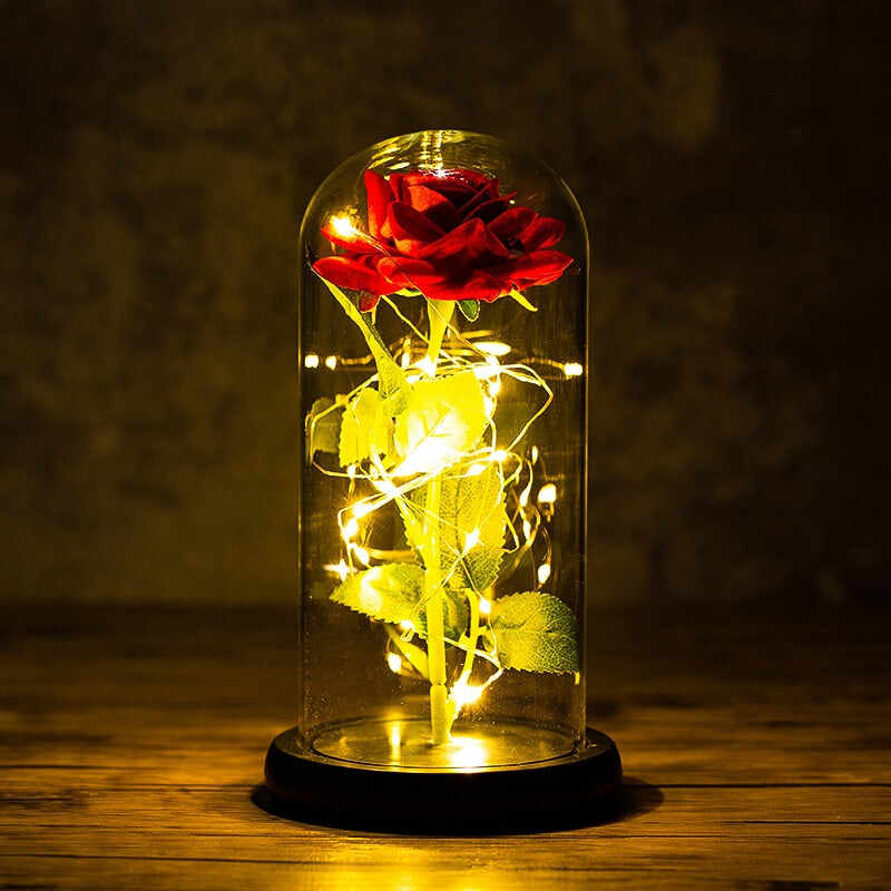 LED Rose in Glas