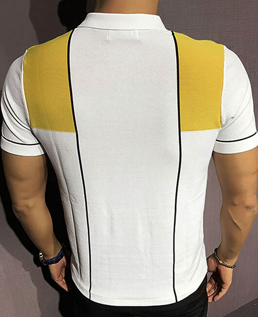 Basics Color Block Henry Neck Short Sleeve Polo Shirt