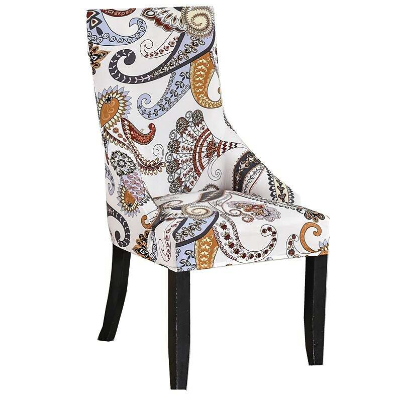 Stretch Wingback Chair Cover Boho/Flower Pattern