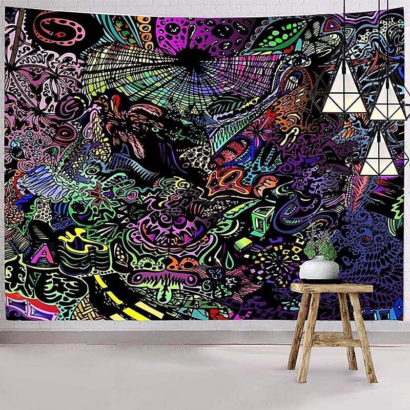 Blacklight UV Reactive Tapestry 3D Vortex Decoration Cloth