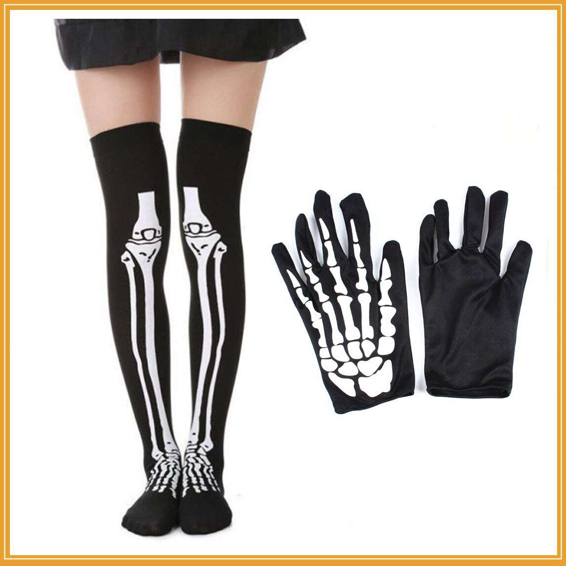 Hot halloween skeleton gloves skeleton socks horror ghost claw gloves dead bleeding gloves