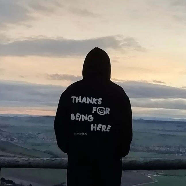 Thanks For Being Here Print Hoodie