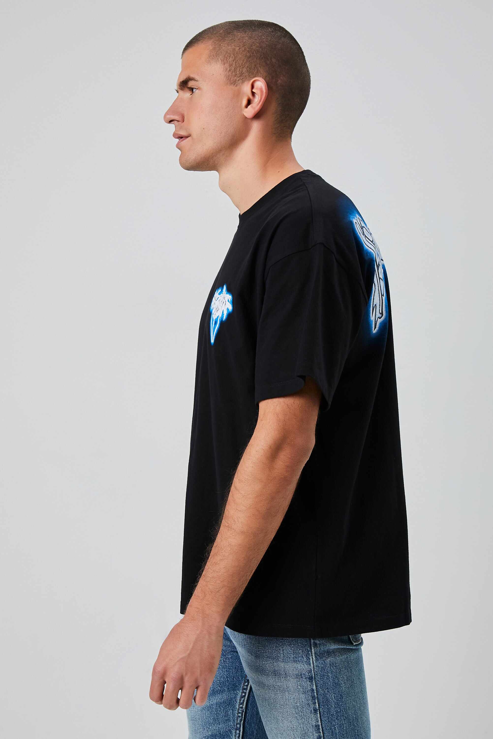 Men Apparel | Paradise Graphic Drop-Sleeve Tee Black Forever21 - IR84652