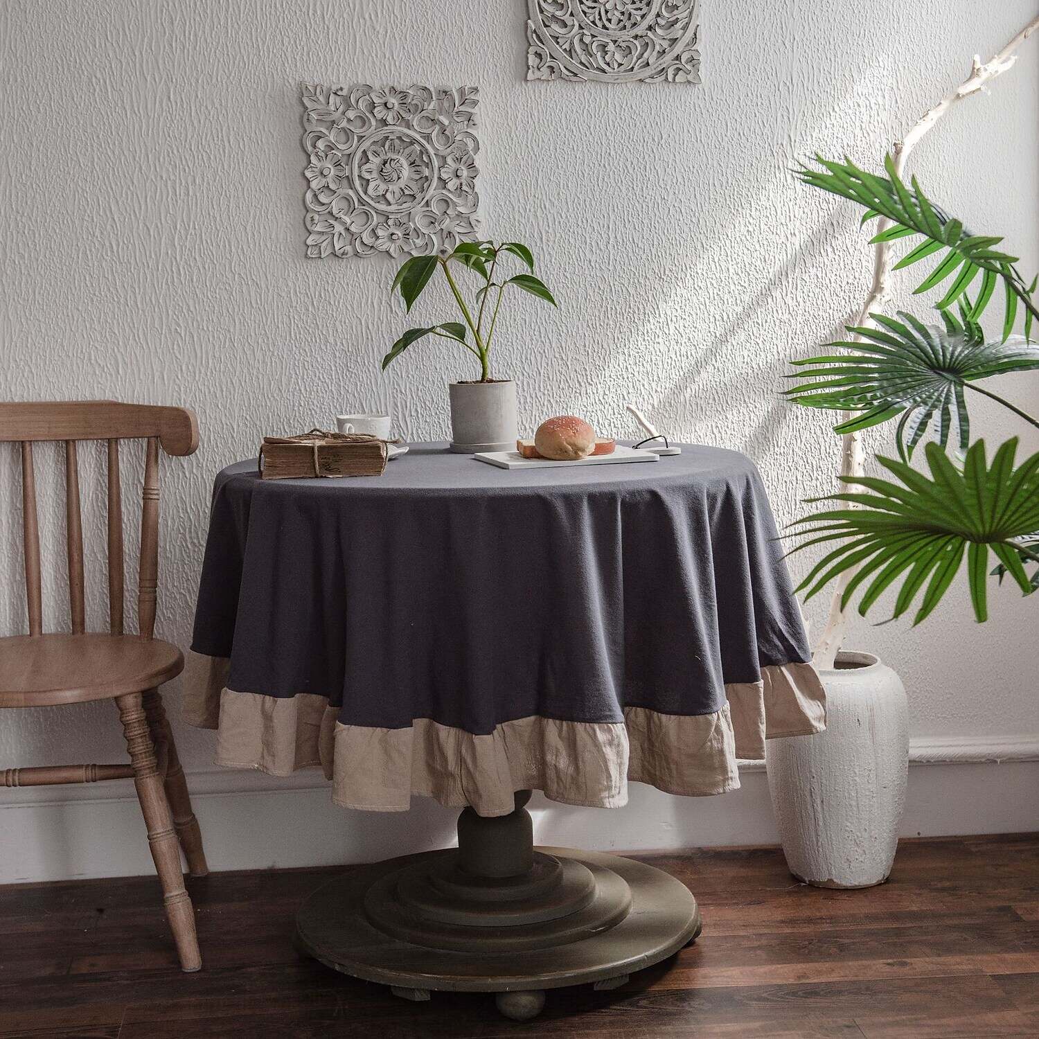 Farmhouse Style Pastoral Tablecloth Cotton Linen Fabric Table Cloth