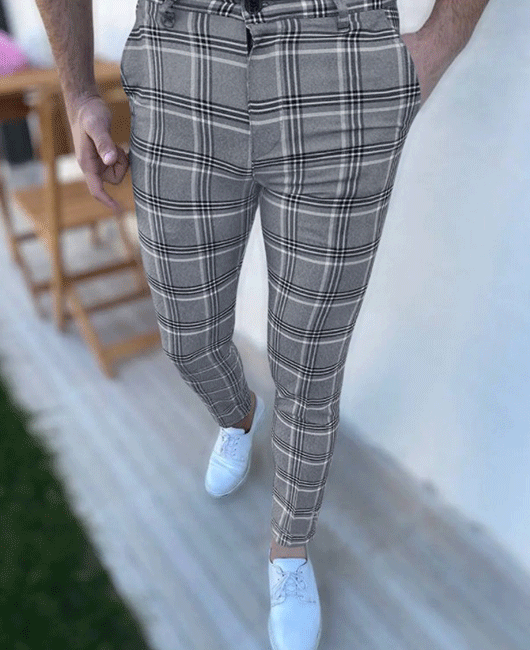 Fashion Plaid Print Comfy Slim Fit Pencil Pants