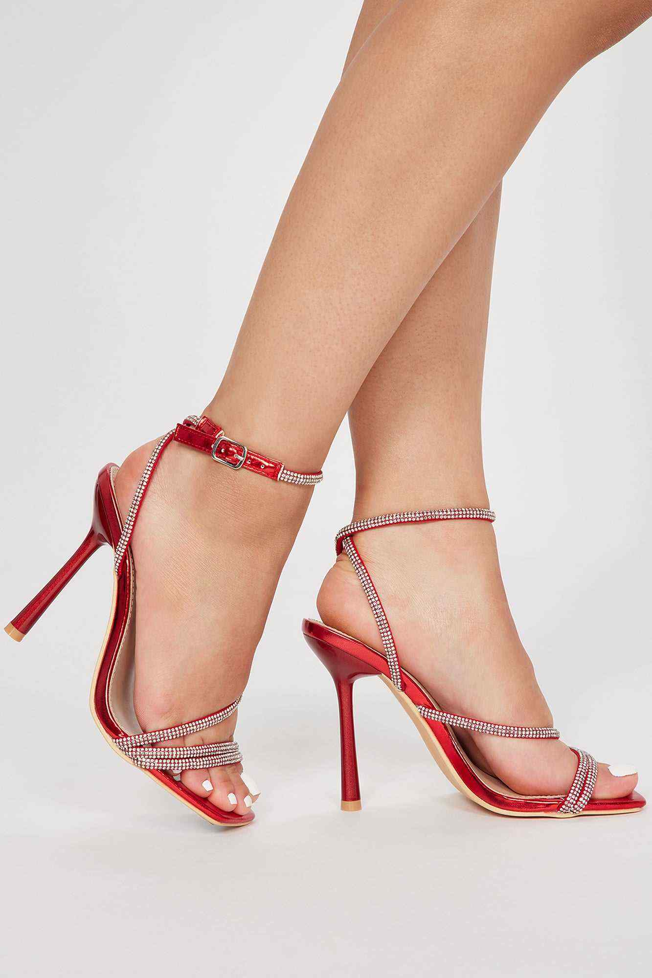 Candice Embellished Heeled Sandals   Red