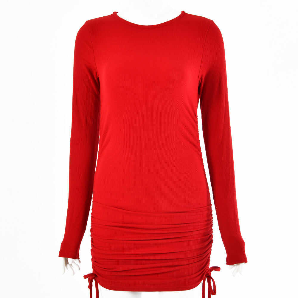 Long Sleeve Drawstring Dress