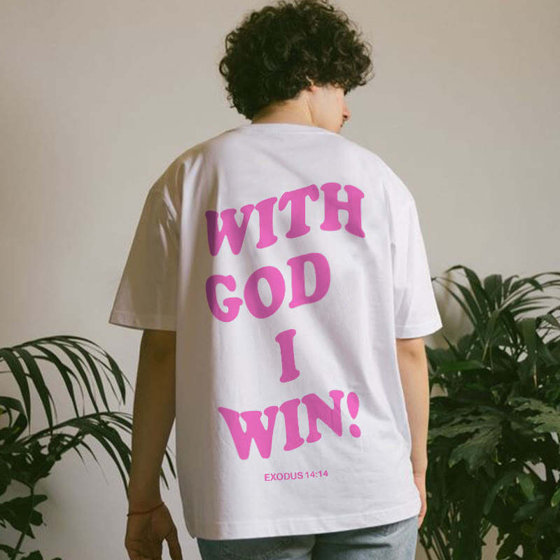 With God I Win Print Men's T-shirt