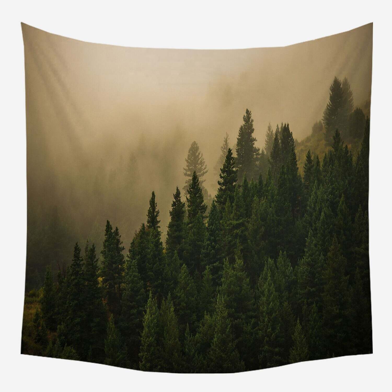 Nature Wall Tapestry Art Decor Landscape Magical Green Mistry Forest