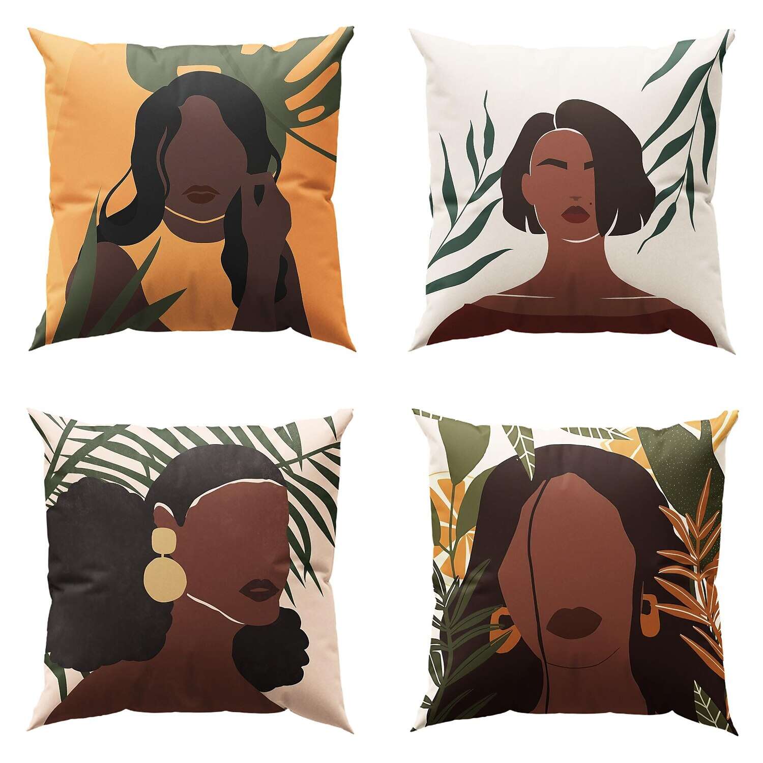 African Women Double Side Pillow Cover 4PC