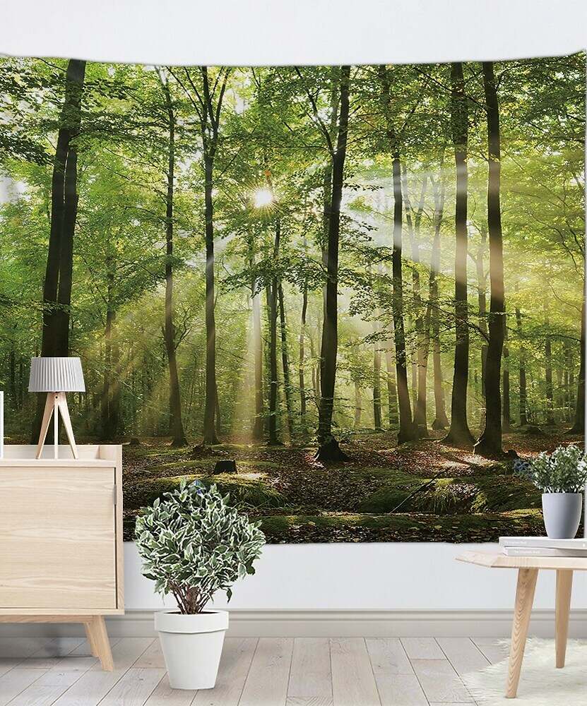 Nature Wall Tapestry Art Decor Landscape Sunshine Through Tree Forest