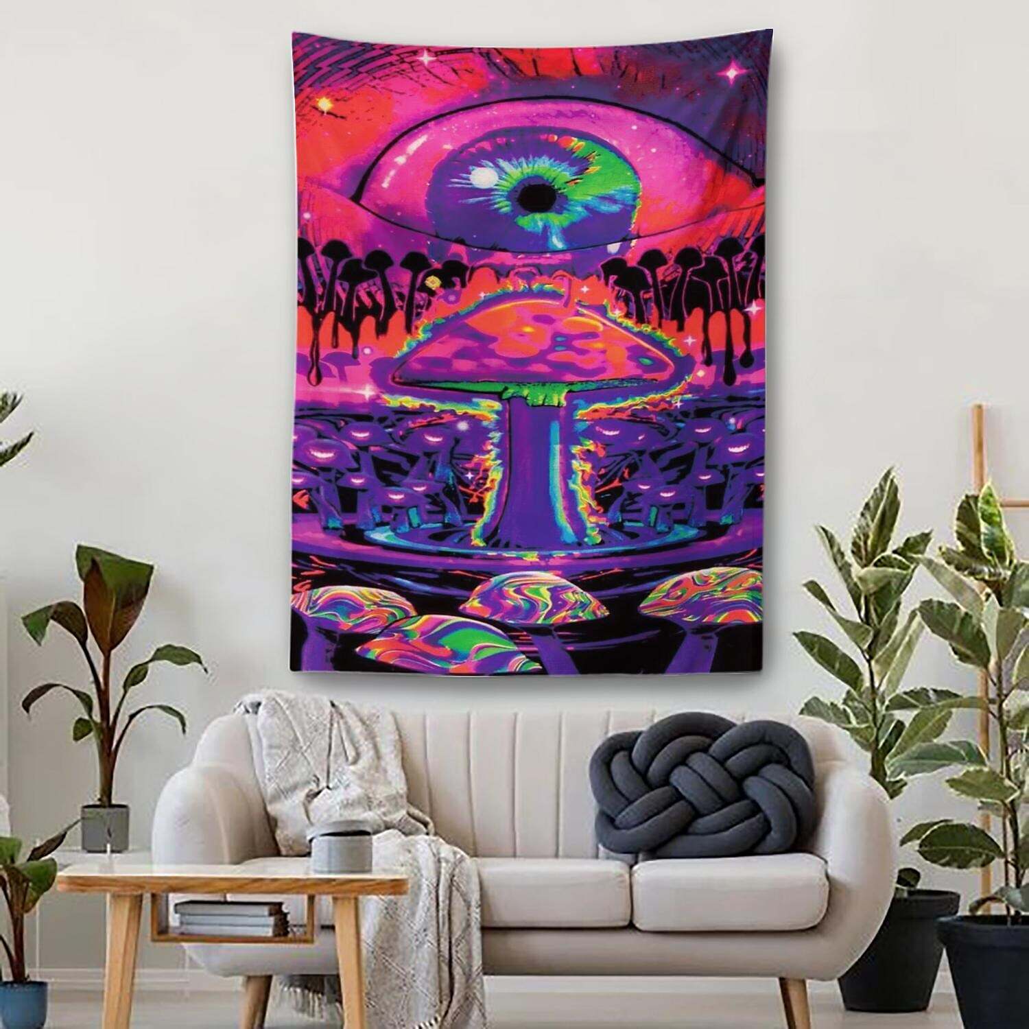 Trippy Mushroom Wall Tapestry Art Decor