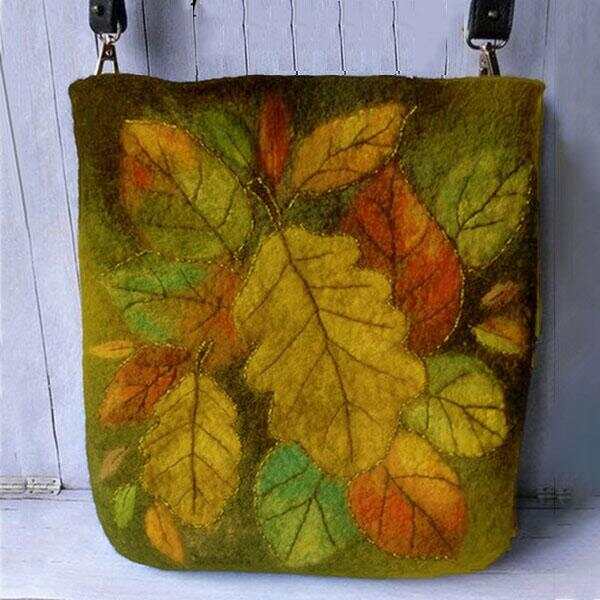 Women Colorful Leaf DIY Lamb Hair Bag Crossbody Bag