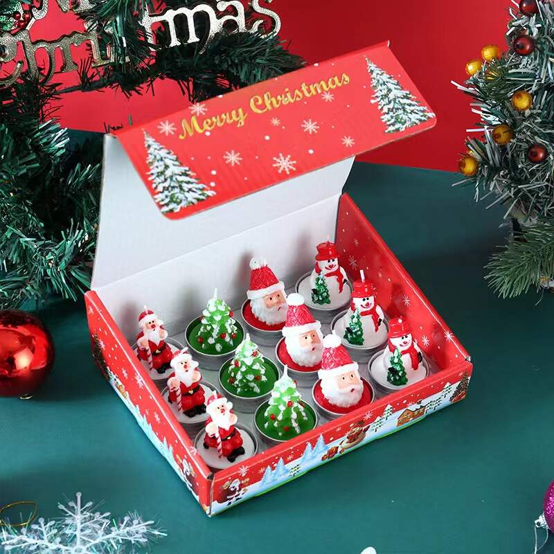 12 Pieces Christmas Tree Tealight Candles Handmade Delicate Tree Candles for Christmas Home Decoration Gifts