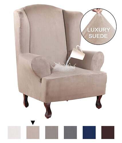 Water Repellent Stretch Wingback Chair Cover