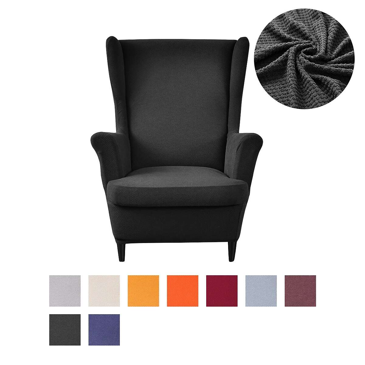 Stretch Wingback Chair Cover IKEA STRANDMON with Seat Cushion Cover