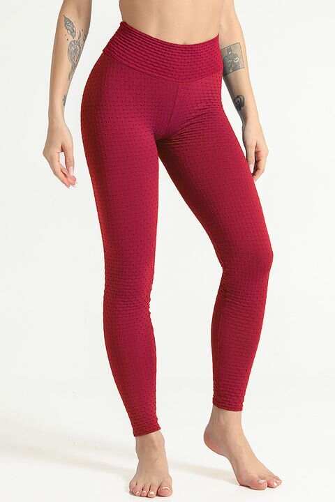 Solid Textured Scrunch Butt Sports Legging