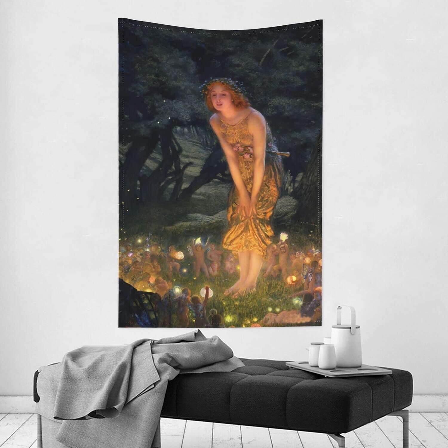 Beautiful Tapestry Midsummer Eve Many Fairy In Night Wall Art Decor