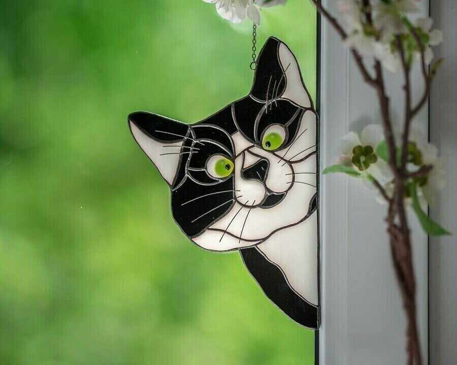 BIG SALE - 40% OFFHot Sale-Handmade Stain Cat Suncatcher For Window