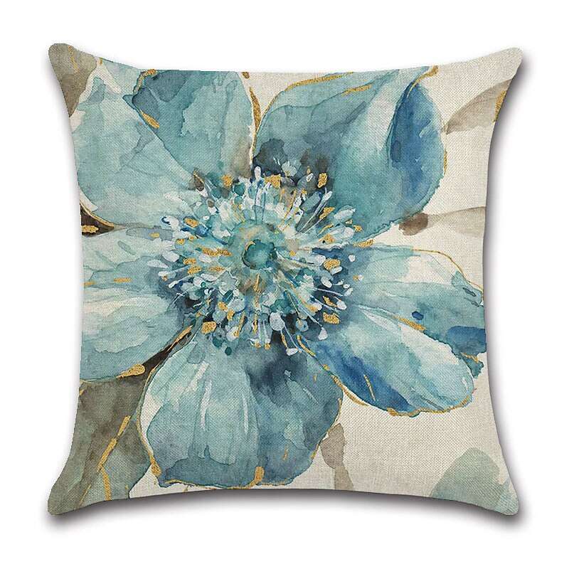 Blue Flower Double Side Cushion Cover 4PCS Soft Decorative Square Throw Pillow Cover Cushion Case Pillowcase for Sofa Bedroom Superior Quality Machine Washable