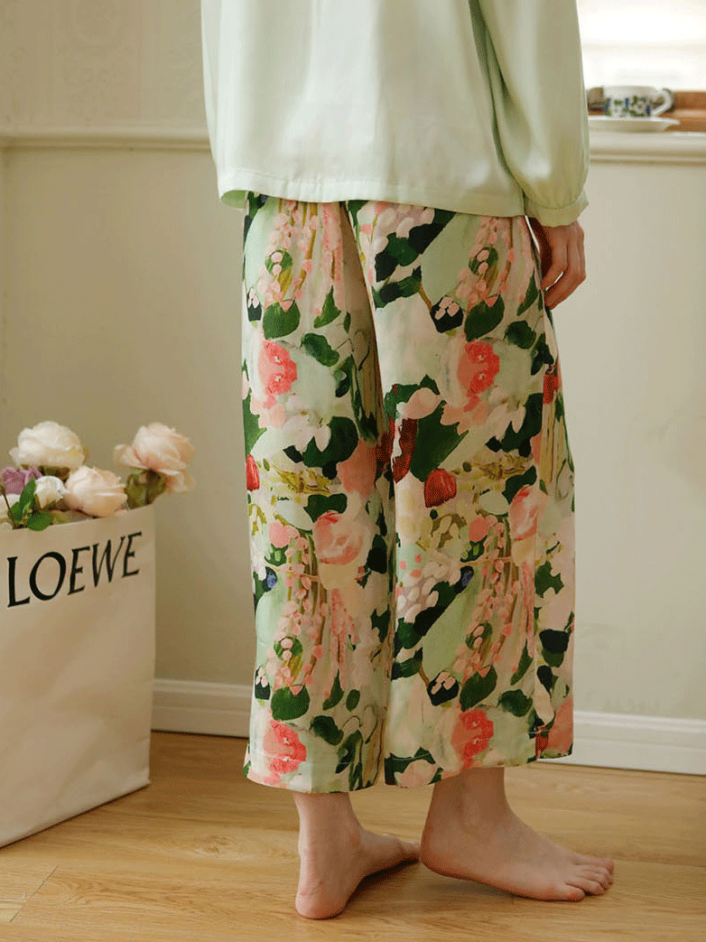 Regular Fit Others Floral Elegant Long Sleeve Pajama Set