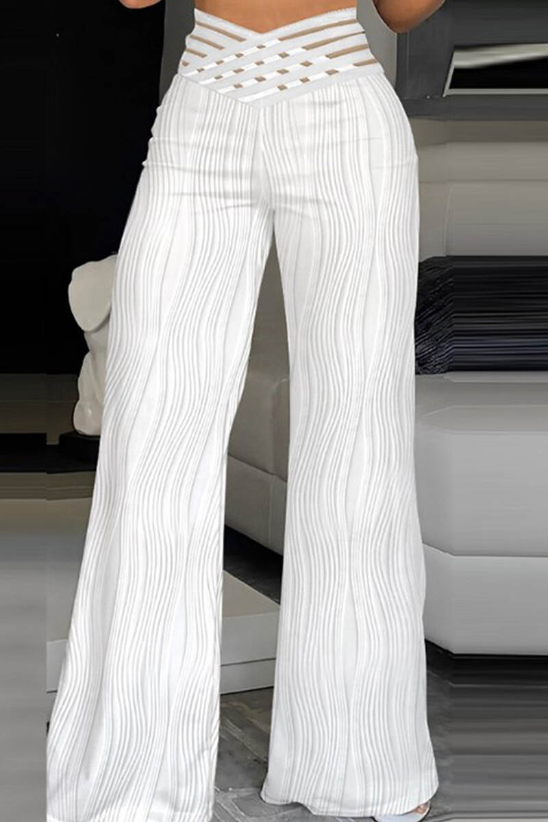 Black Casual Solid Patchwork Regular High Waist Conventional Solid Color Trousers