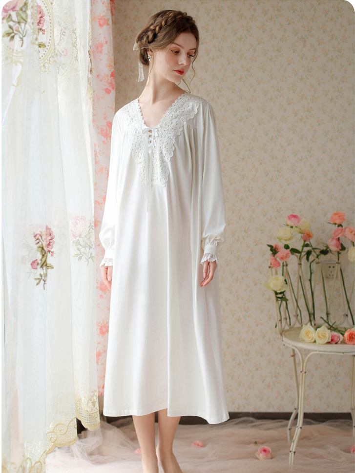 Cotton V Neck Loose Vacation Nightdress