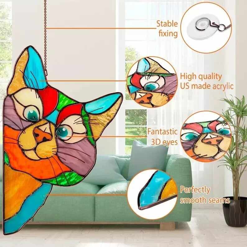 BIG SALE - 40% OFFHot Sale-Handmade Stain Cat Suncatcher For Window