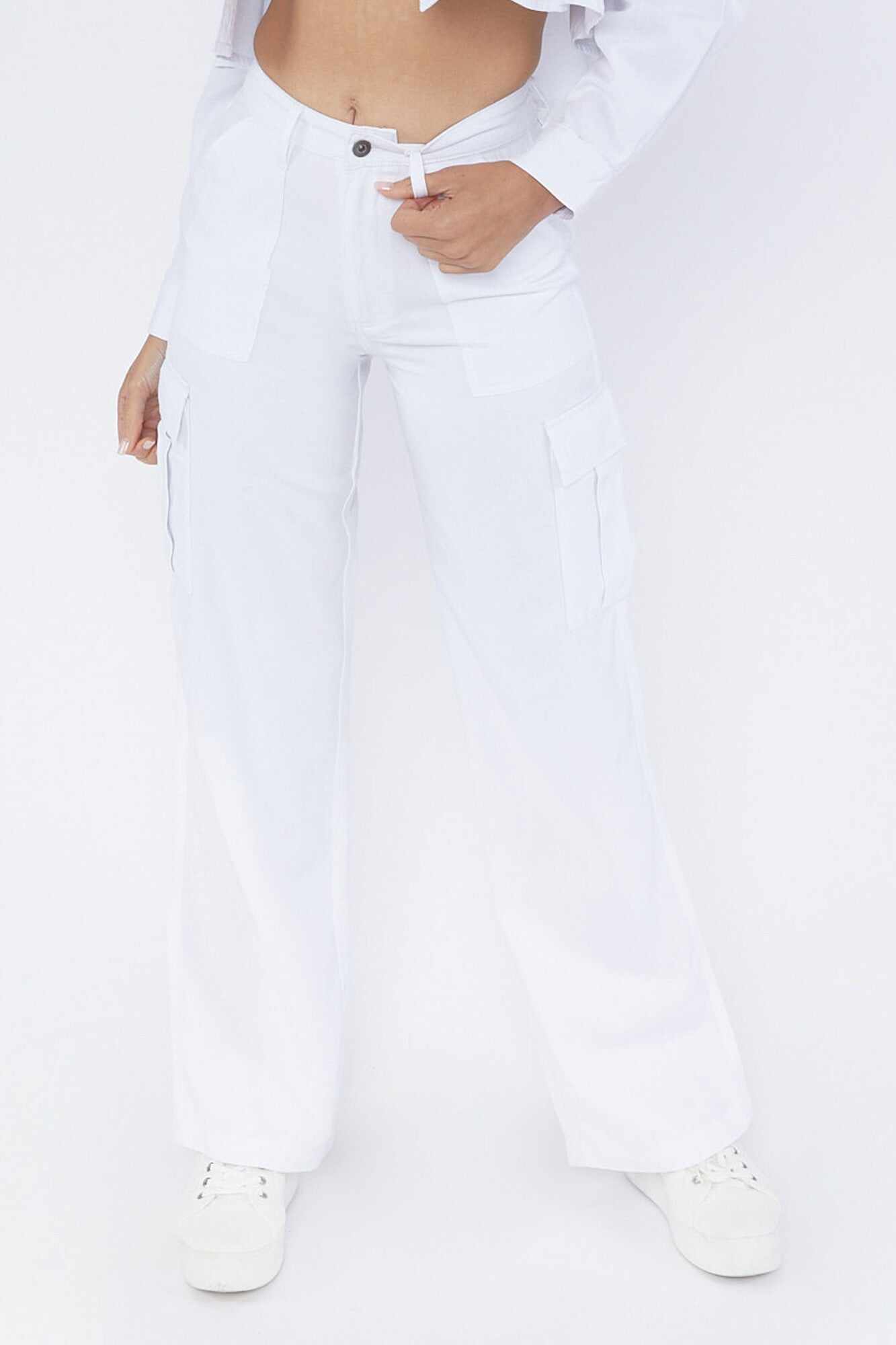 Women Apparel | Tencel Cargo Wide-Leg Pants White Forever21 - SH01447