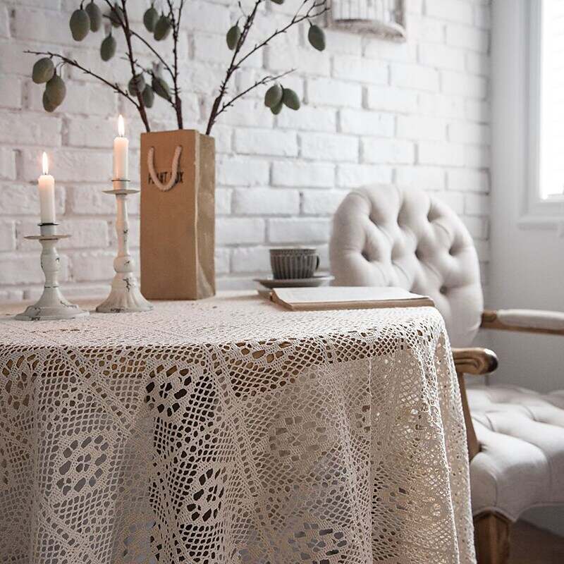 Round Tablecloth,Stain Resistance Cotton Lace Table Cloth