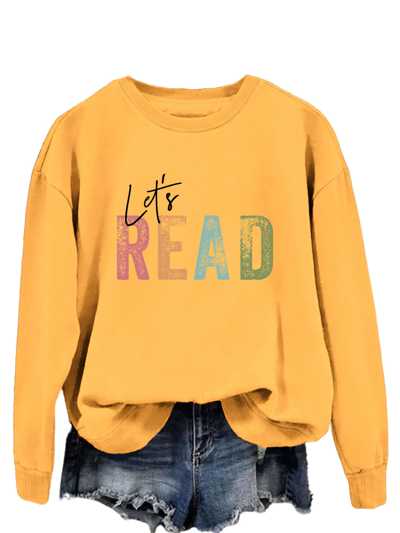 Letter Fashion Women's Sweater Printed Round Neck Long Sleeve- Buy 3 and get free shipping